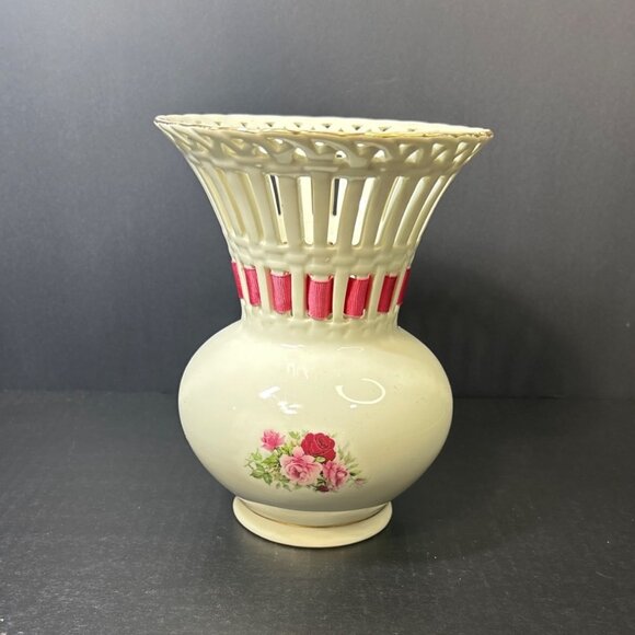 Formalities by Baum Bros Vase Victorian Roses 7.5'' with Matching Rose Ribbon - Picture 2 of 7